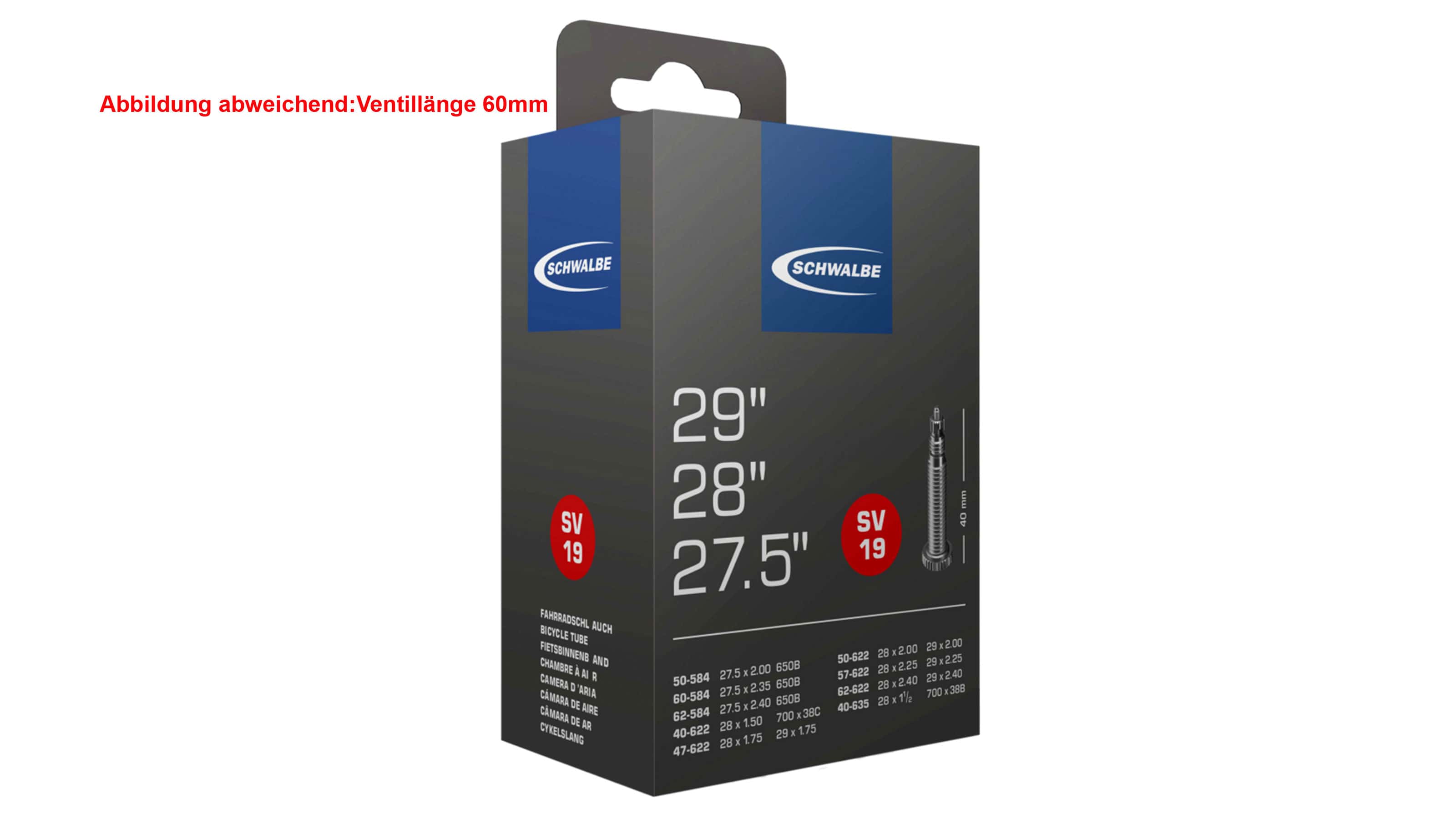 Schwalbe Schlauch SV19 60mm 40/62-584/635