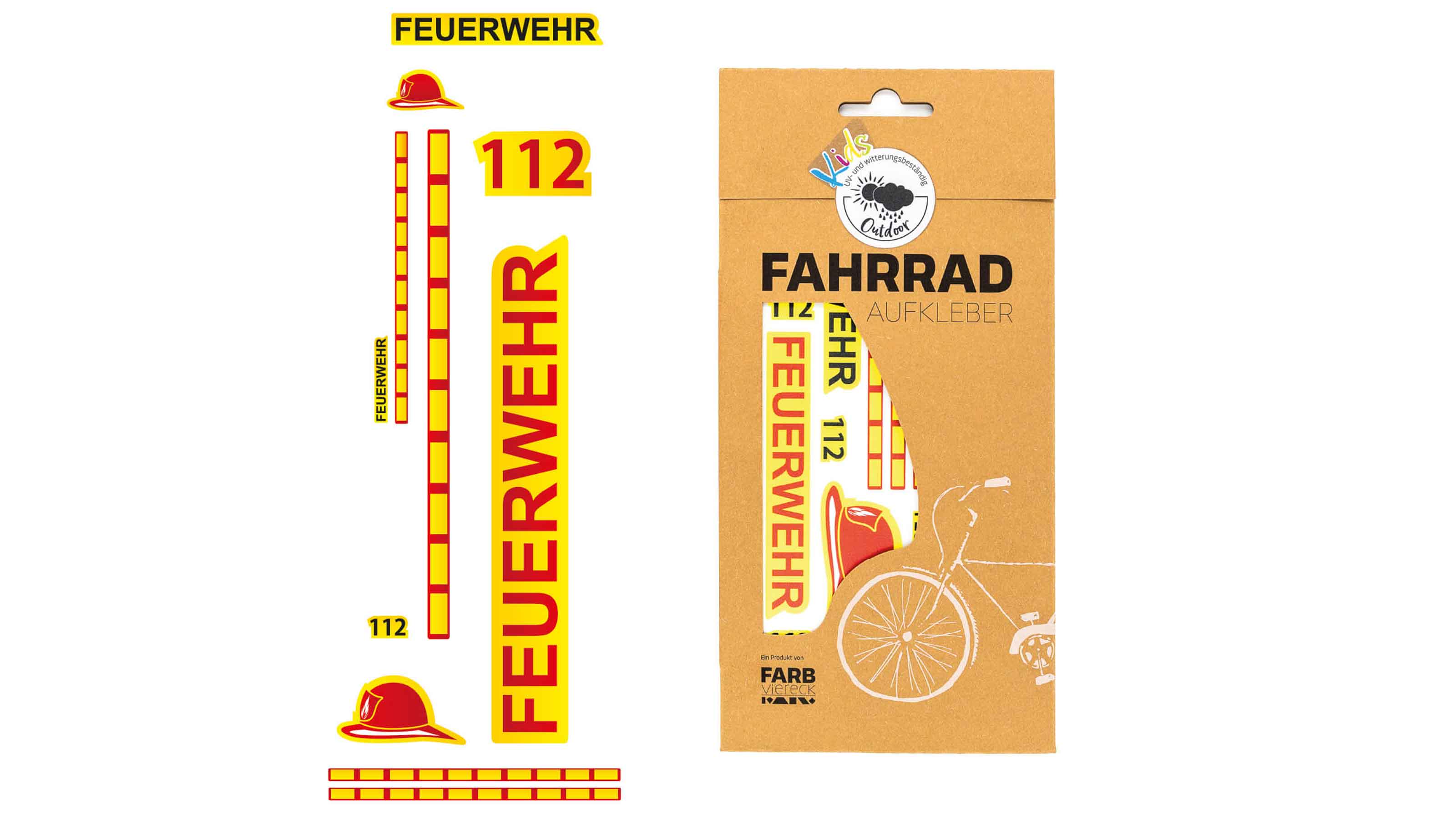 Farbviereck Aufkleber Kids Feuerwehr