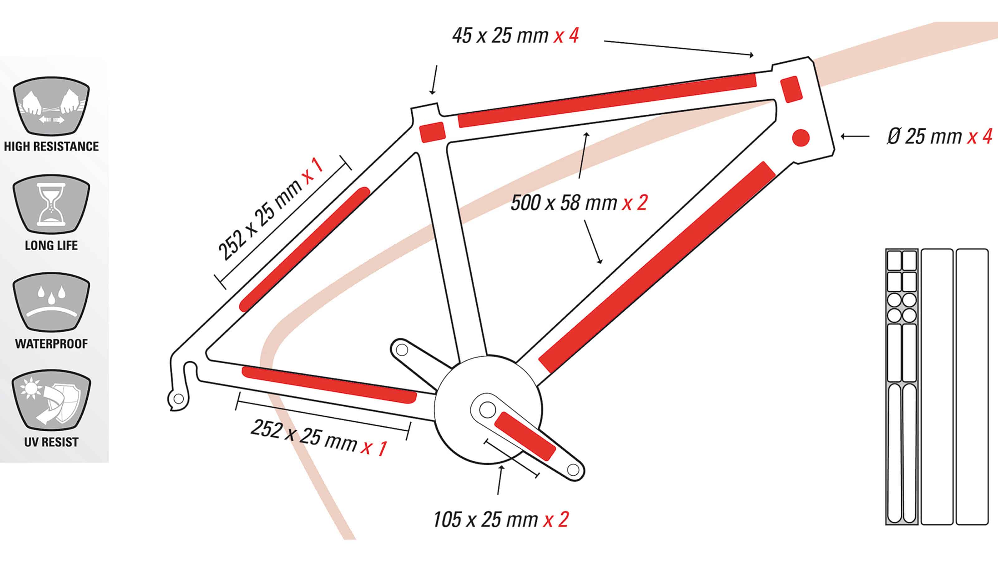 Zefal Rahmenschutz Skin Armor Gr.L, 14 Sticker
